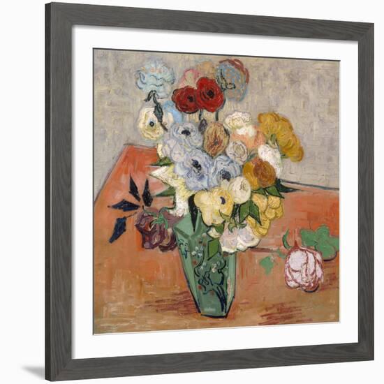 Vase with Roses and Anemones, 1890-Vincent van Gogh-Framed Giclee Print