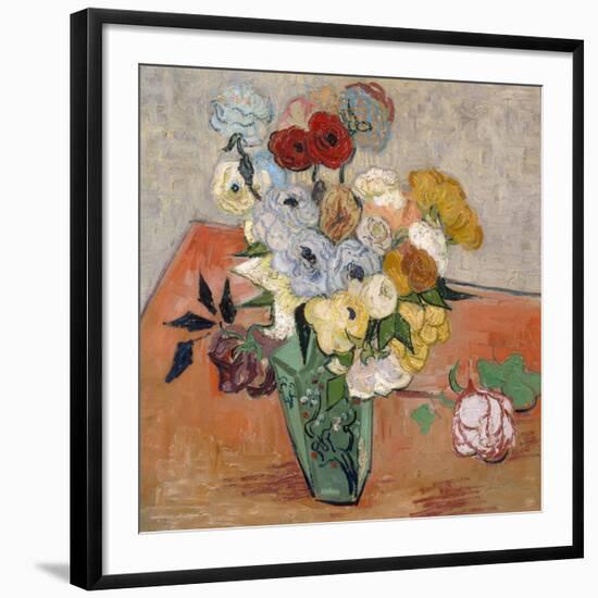 Vase with Roses and Anemones, 1890-Vincent van Gogh-Framed Giclee Print