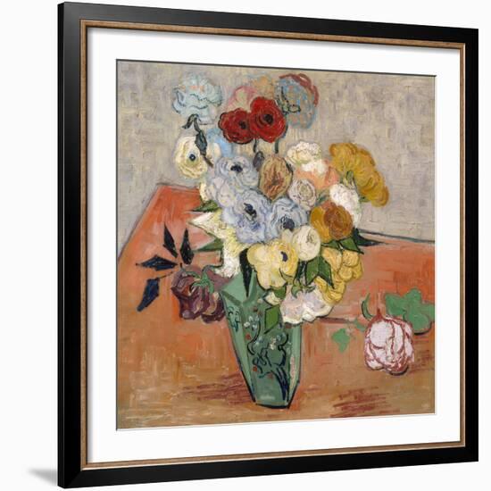 Vase with Roses and Anemones, 1890-Vincent van Gogh-Framed Giclee Print