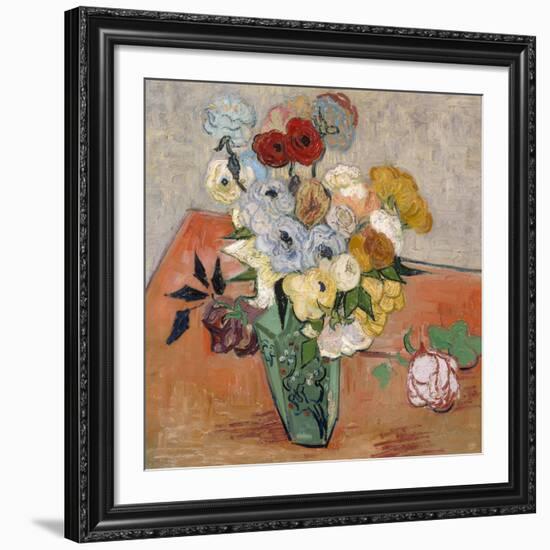 Vase with Roses and Anemones, 1890-Vincent van Gogh-Framed Giclee Print