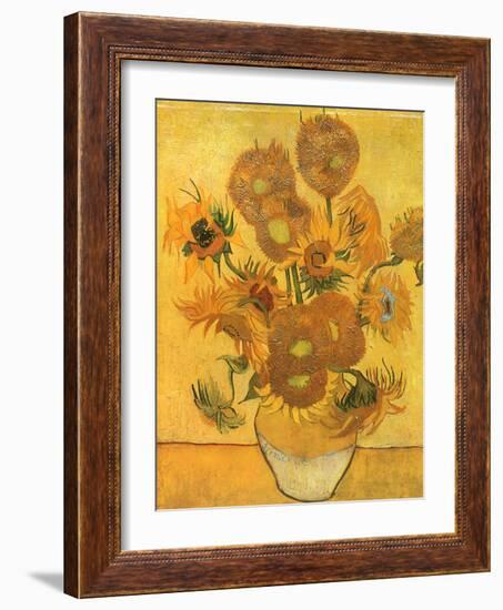 Vase with Sunflowers, 1889-Vincent van Gogh-Framed Giclee Print