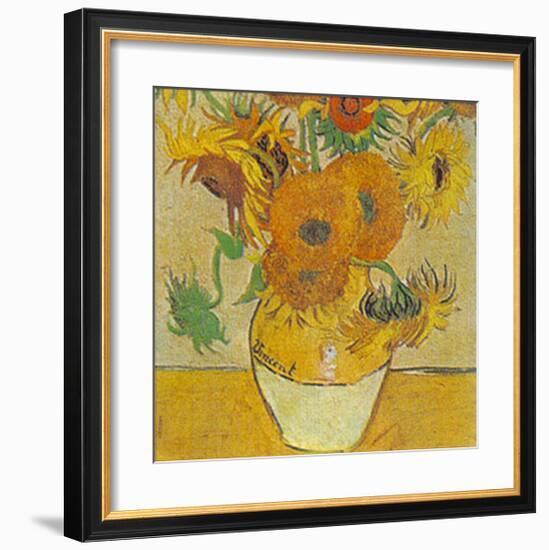 Vase with Twelve Sunflowers-Vincent van Gogh-Framed Art Print