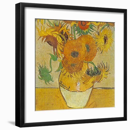 Vase with Twelve Sunflowers-Vincent van Gogh-Framed Art Print