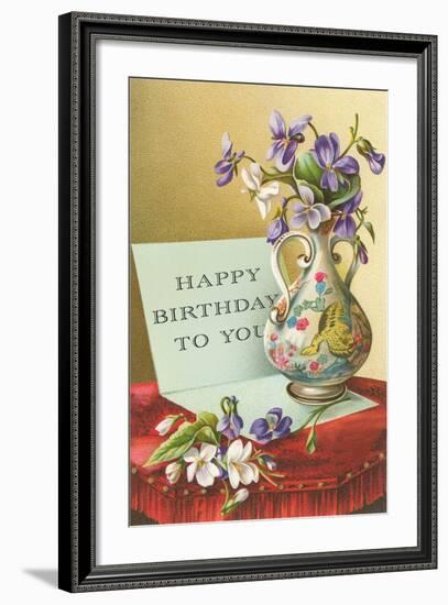 Vase with Violets-null-Framed Art Print