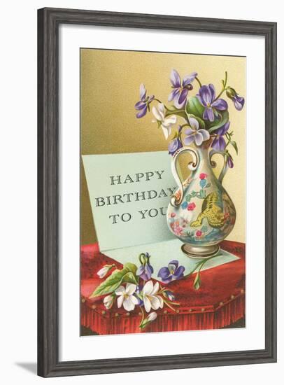 Vase with Violets-null-Framed Art Print