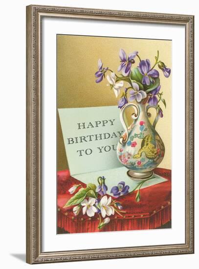 Vase with Violets-null-Framed Art Print