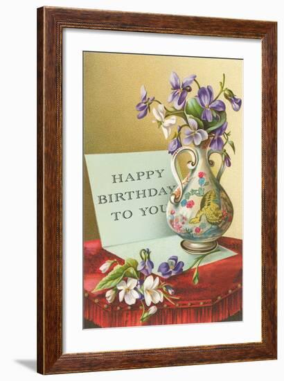 Vase with Violets-null-Framed Art Print