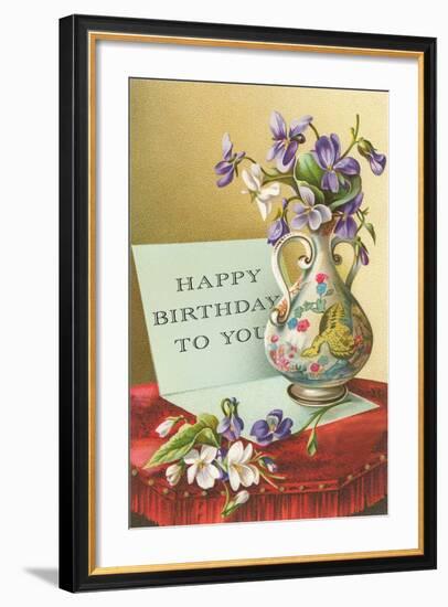 Vase with Violets-null-Framed Art Print