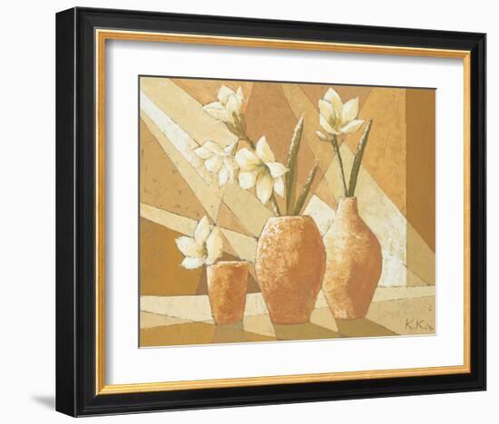 Vases with White Amaryllis-Karsten Kirchner-Framed Art Print