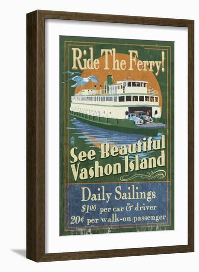 Vashon Island, Washington - Ferry Ride-Lantern Press-Framed Art Print