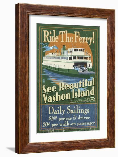 Vashon Island, Washington - Ferry Ride-Lantern Press-Framed Art Print