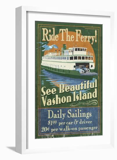 Vashon Island, Washington - Ferry Ride-Lantern Press-Framed Art Print