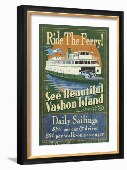 Vashon Island, Washington - Ferry Ride-Lantern Press-Framed Art Print