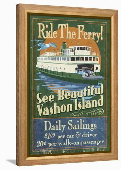 Vashon Island, Washington - Ferry Ride-Lantern Press-Framed Stretched Canvas