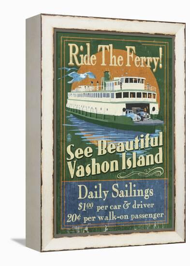 Vashon Island, Washington - Ferry Ride-Lantern Press-Framed Stretched Canvas