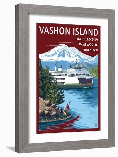 Vashon Island, Washington - Ferry Scene-Lantern Press-Framed Art Print