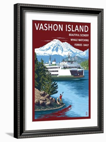 Vashon Island, Washington - Ferry Scene-Lantern Press-Framed Art Print
