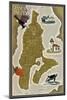 Vashon Island, Washington - Map-Lantern Press-Mounted Art Print