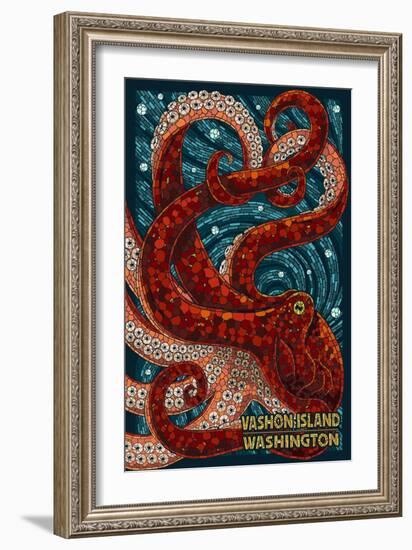 Vashon Island, Washington - Octopus Mosaic-Lantern Press-Framed Art Print