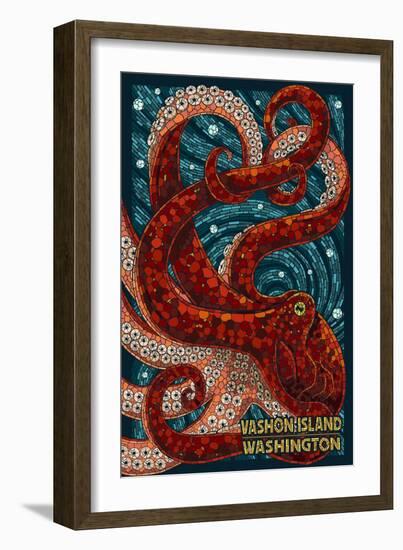 Vashon Island, Washington - Octopus Mosaic-Lantern Press-Framed Art Print