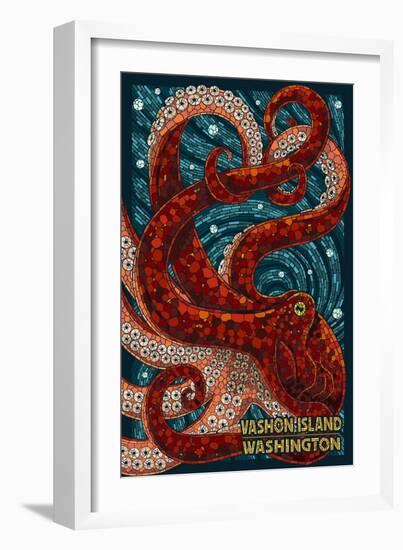 Vashon Island, Washington - Octopus Mosaic-Lantern Press-Framed Art Print