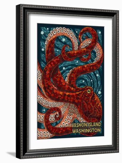 Vashon Island, Washington - Octopus Mosaic-Lantern Press-Framed Art Print