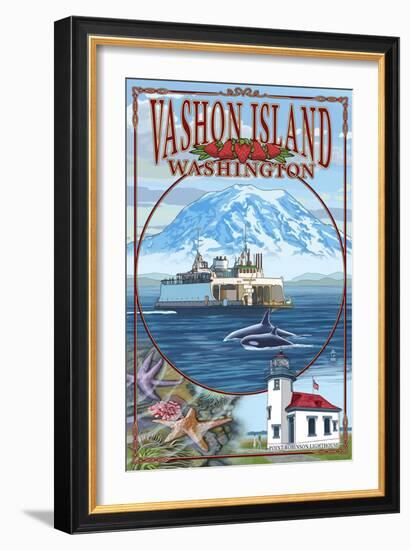 Vashon Island, Washington Views-Lantern Press-Framed Art Print