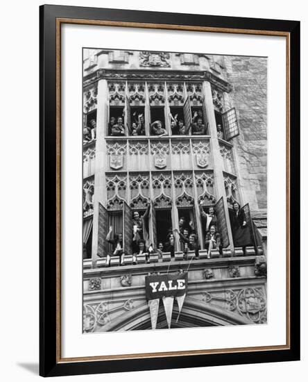 Vassar Girls Cheering Cyclists from Windows-Yale Joel-Framed Photographic Print