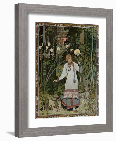 Vassilissa in the Forest, Illustration from the Russian Folk Tale, "The Very Beautiful Vassilissa"-Ivan Bilibin-Framed Giclee Print