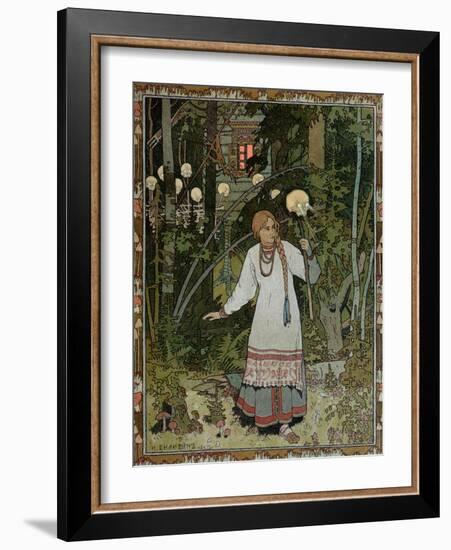 Vassilissa in the Forest, Illustration from the Russian Folk Tale, "The Very Beautiful Vassilissa"-Ivan Bilibin-Framed Giclee Print