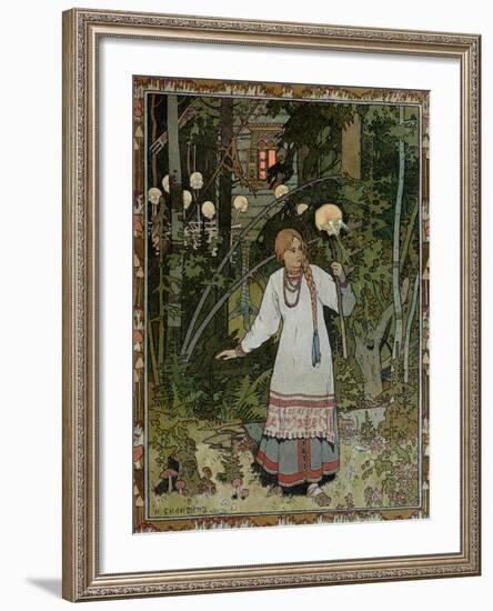 Vassilissa in the Forest, Illustration from the Russian Folk Tale, "The Very Beautiful Vassilissa"-Ivan Bilibin-Framed Giclee Print