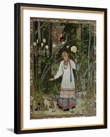 Vassilissa in the Forest, Illustration from the Russian Folk Tale, "The Very Beautiful Vassilissa"-Ivan Bilibin-Framed Giclee Print