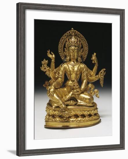 Vasudhara the Goddess of Wealth in Gilt Copper, 16th Century-null-Framed Photographic Print