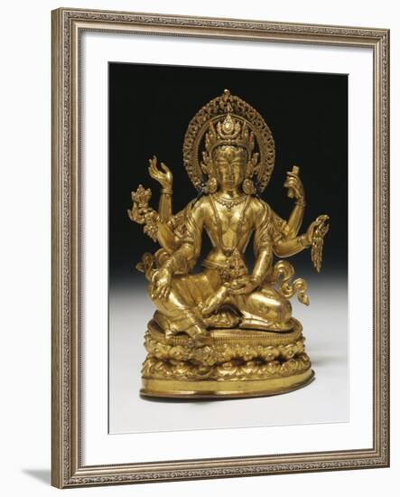 Vasudhara the Goddess of Wealth in Gilt Copper, 16th Century--Framed Photographic Print