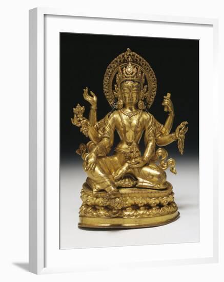 Vasudhara the Goddess of Wealth in Gilt Copper, 16th Century-null-Framed Photographic Print