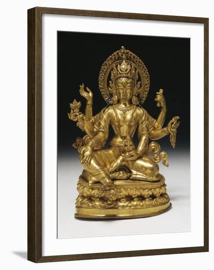 Vasudhara the Goddess of Wealth in Gilt Copper, 16th Century--Framed Photographic Print