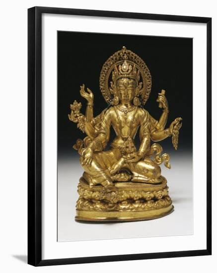 Vasudhara the Goddess of Wealth in Gilt Copper, 16th Century--Framed Photographic Print