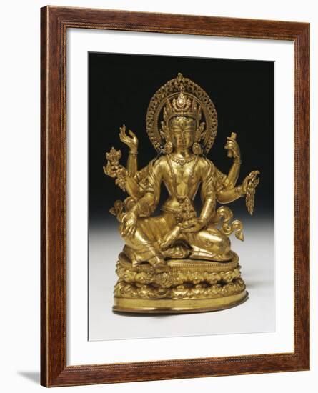 Vasudhara the Goddess of Wealth in Gilt Copper, 16th Century-null-Framed Photographic Print