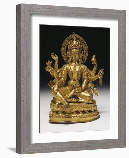 Vasudhara the Goddess of Wealth in Gilt Copper, 16th Century-null-Framed Photographic Print