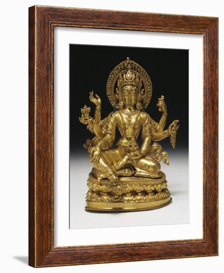 Vasudhara the Goddess of Wealth in Gilt Copper, 16th Century-null-Framed Photographic Print