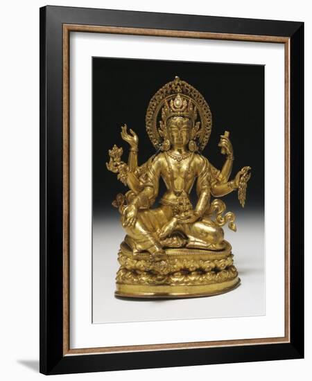 Vasudhara the Goddess of Wealth in Gilt Copper, 16th Century-null-Framed Photographic Print