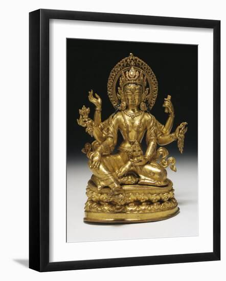 Vasudhara the Goddess of Wealth in Gilt Copper, 16th Century-null-Framed Photographic Print