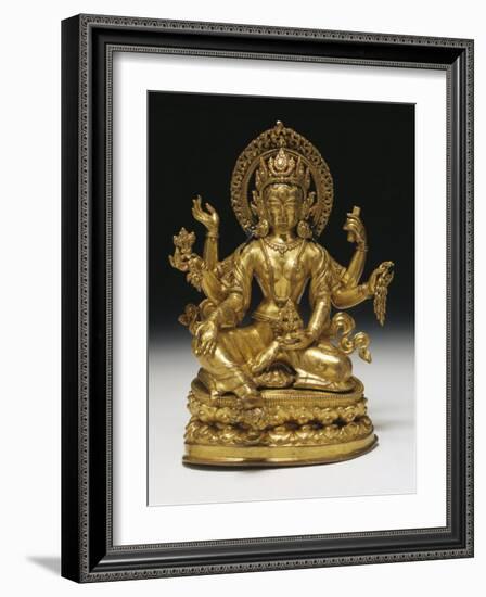 Vasudhara the Goddess of Wealth in Gilt Copper, 16th Century-null-Framed Photographic Print