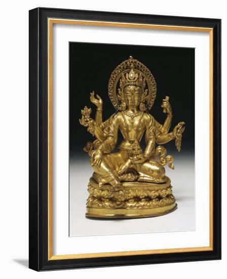 Vasudhara the Goddess of Wealth in Gilt Copper, 16th Century-null-Framed Photographic Print