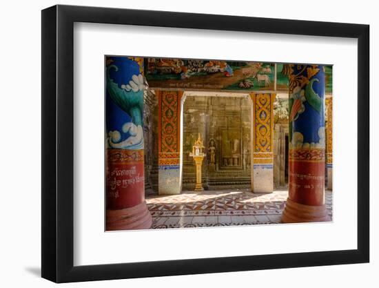 Vat Nokor, Angkorian Sanctuary Dated 11th Century and Modern Temple, Kompong Cham (Kampong Cham)-Nathalie Cuvelier-Framed Photographic Print