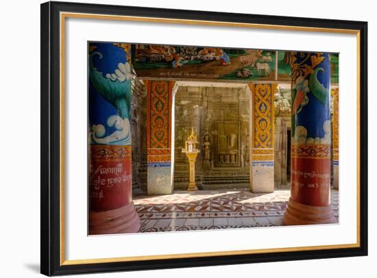 Vat Nokor, Angkorian Sanctuary Dated 11th Century and Modern Temple, Kompong Cham (Kampong Cham)-Nathalie Cuvelier-Framed Photographic Print