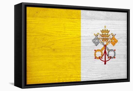 Vatican City Flag Design with Wood Patterning - Flags of the World Series-Philippe Hugonnard-Framed Stretched Canvas