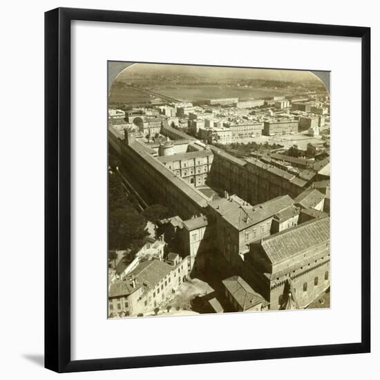 Vatican Palace from the Dome of St Peter's Basilica, Rome, Italy-Underwood & Underwood-Framed Photographic Print