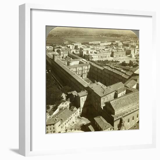 Vatican Palace from the Dome of St Peter's Basilica, Rome, Italy-Underwood & Underwood-Framed Photographic Print