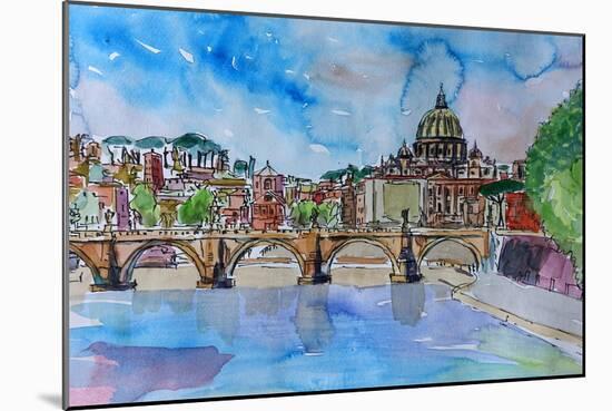 Vatican Rome Italy Sunset On River Tiber II-Markus Bleichner-Mounted Art Print